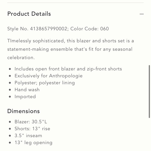 Anthropologie Classic Blazer Short Set - Picture 5 of 5